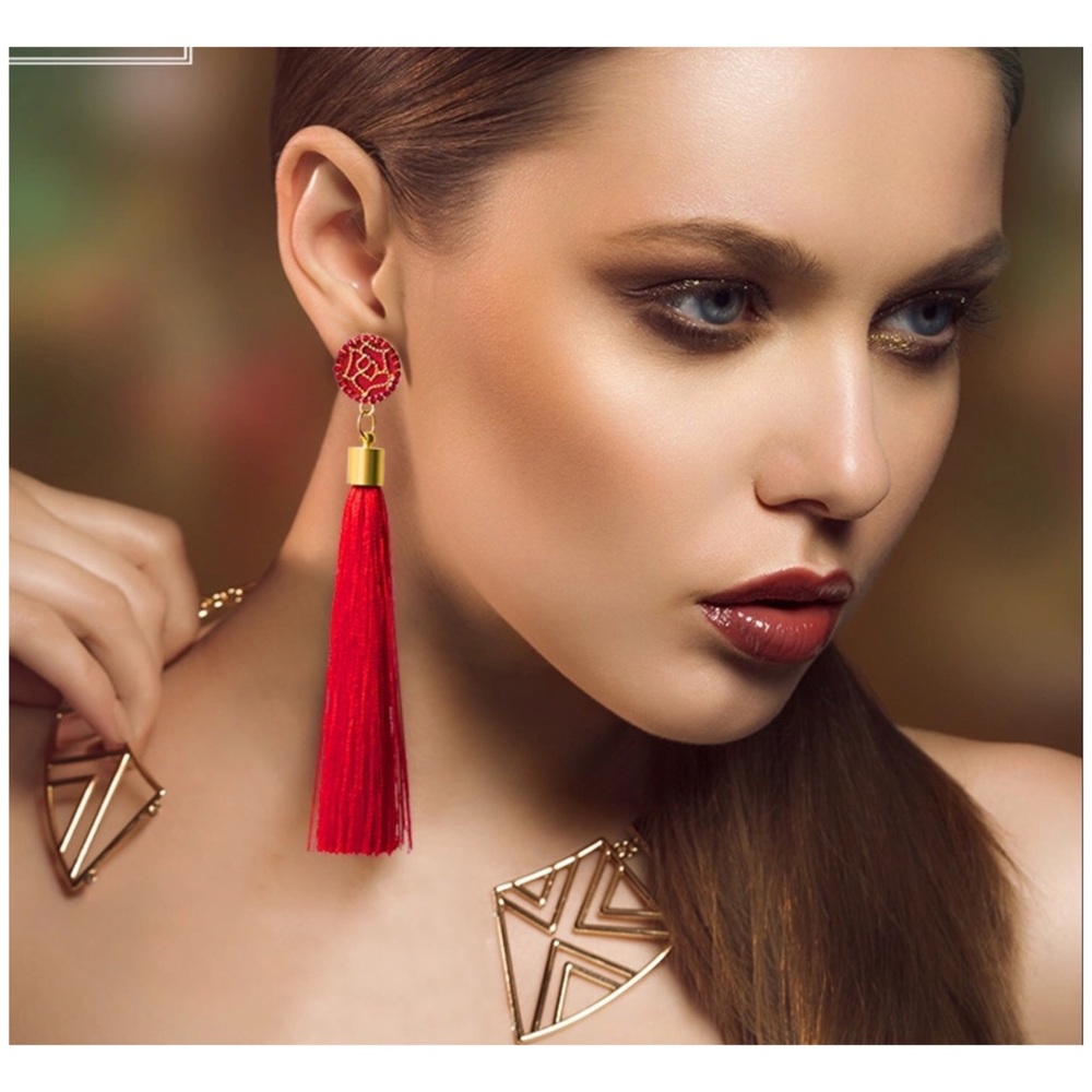 ❤️ Trendy Vintage Tassel Drop Earrings Rhinestone